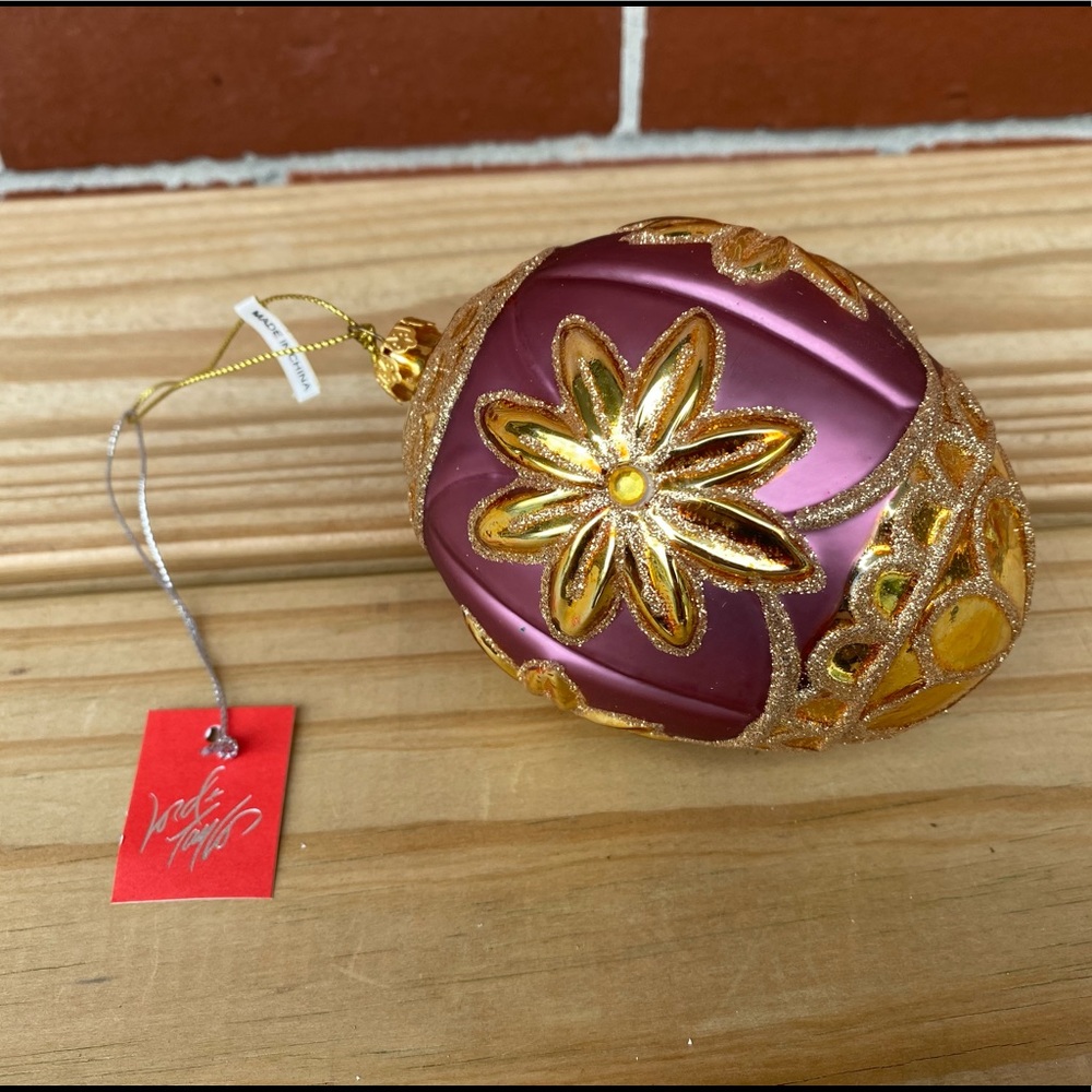 Lord & Taylor Christmas Ornament Purple Gold NWT